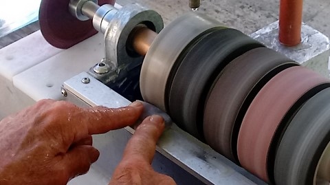 Grinding Stones on the portable lapidary machine